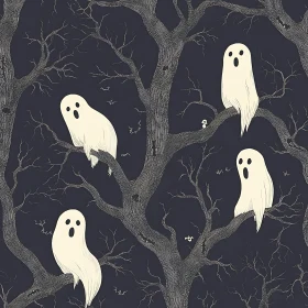 Spooky Ghosts on Tree Branches