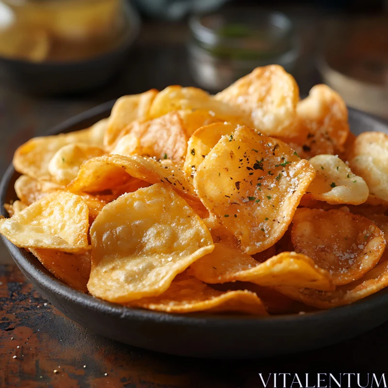 AI ART Bowl of Crispy Salted Potato Chips