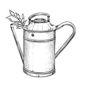Monochrome Watering Can Illustration
