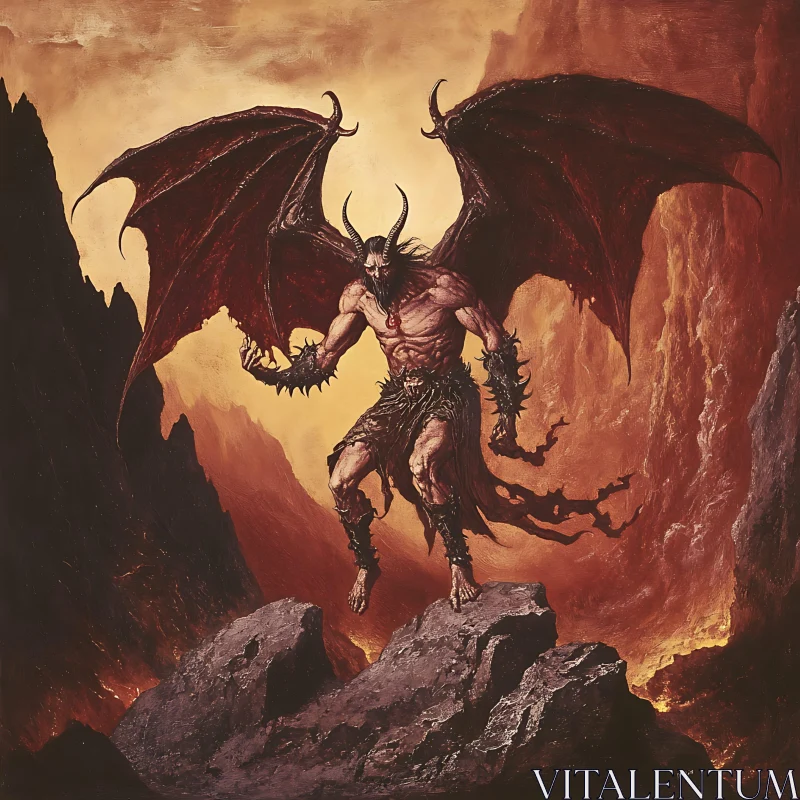 AI ART Winged Demon in Hellscape