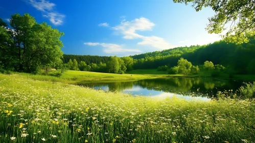 Idyllic Lakeside Meadow