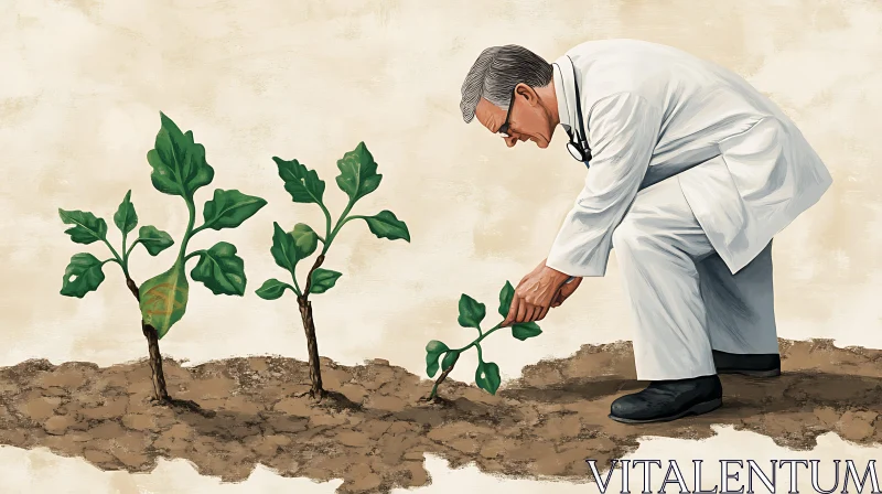 Medical Professional Cultivating Seedlings AI Image