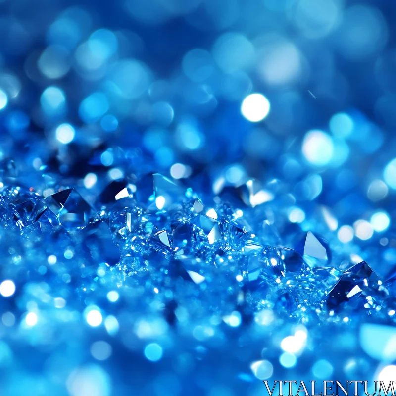 AI ART Sparkling Blue Gems Macro