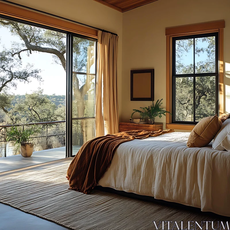 AI ART Nature-Inspired Bedroom Retreat