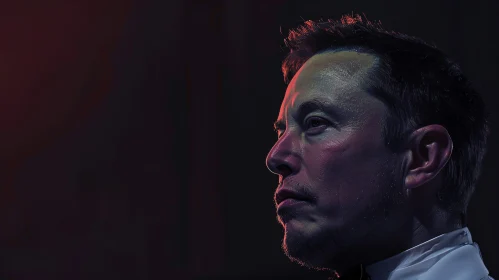 Profile Portrait of Elon Musk with Shadows