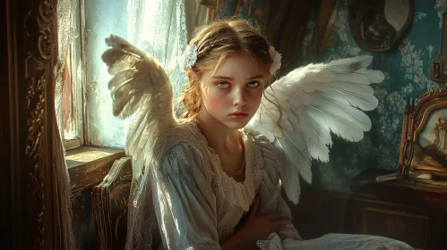 Young Angel with Feathered Wings