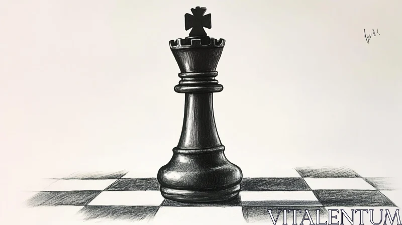 Chess King on Checkered Surface AI Image