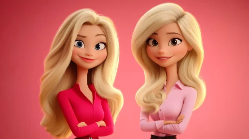 Stylized Blonde Cartoon Ladies