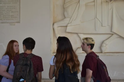 Youth Encountering Historical Sculpture