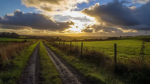 Scenic Field Path at Sunset