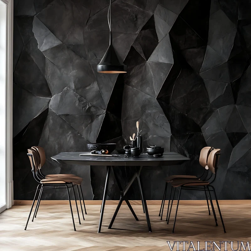 AI ART Geometric Wall Dining Room Setup