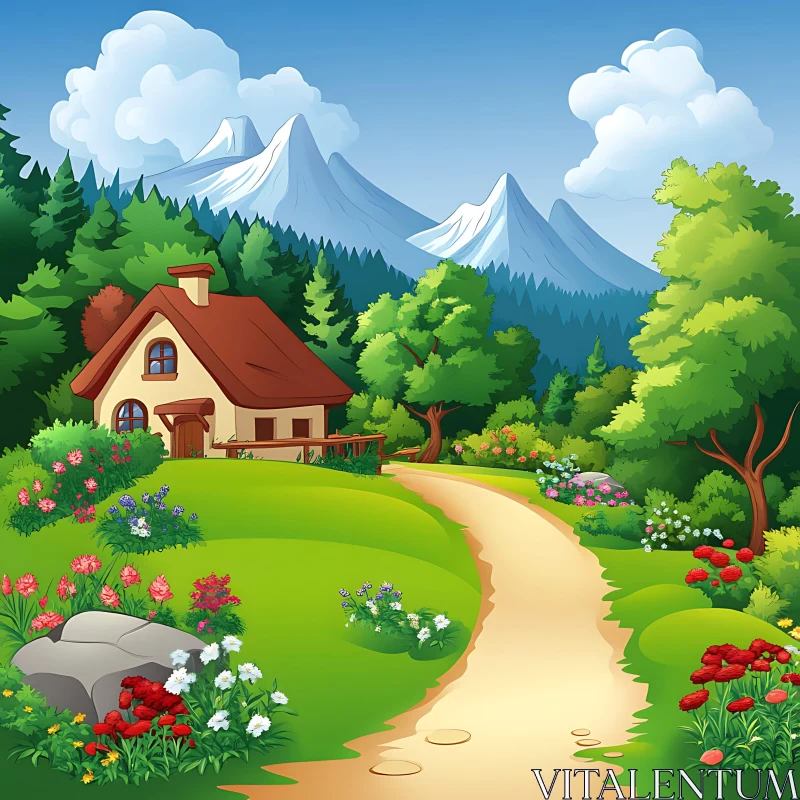 AI ART Idyllic Cartoon Nature Scene