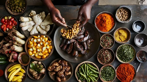 Colorful Culinary Display of Diverse Ingredients