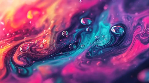 Colorful Abstract Art with Droplets