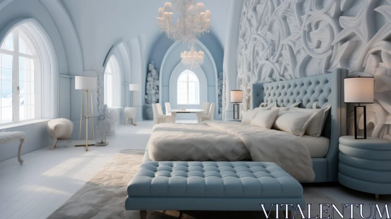 Luxurious Gothic Bedroom with Sculptural Elements AI Image