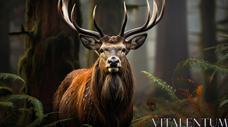 Majestic Deer in Forest: A Study in Characterful Animal Portraiture AI Image