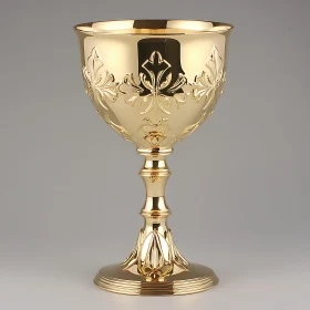 Gleaming Gold Chalice with Leaf Design