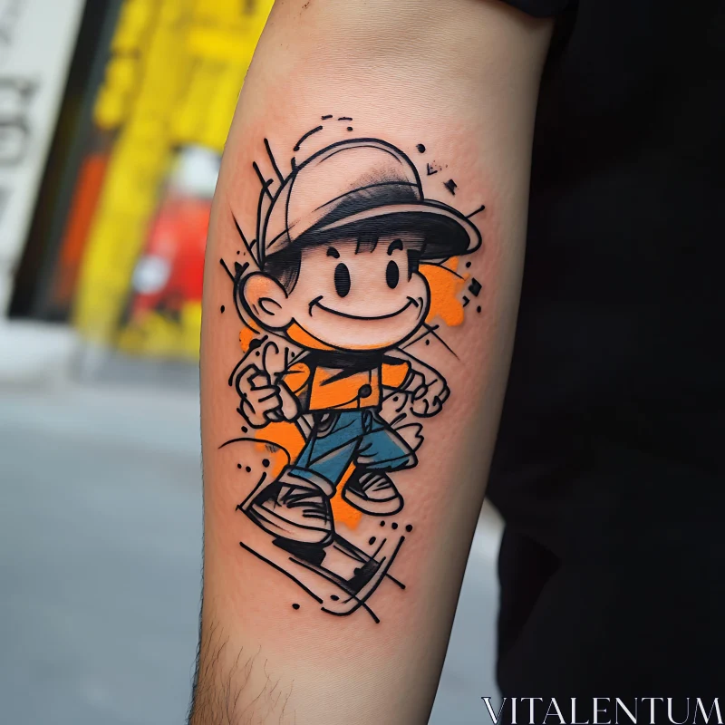 Colorful Cartoon Character Tattoo AI Image