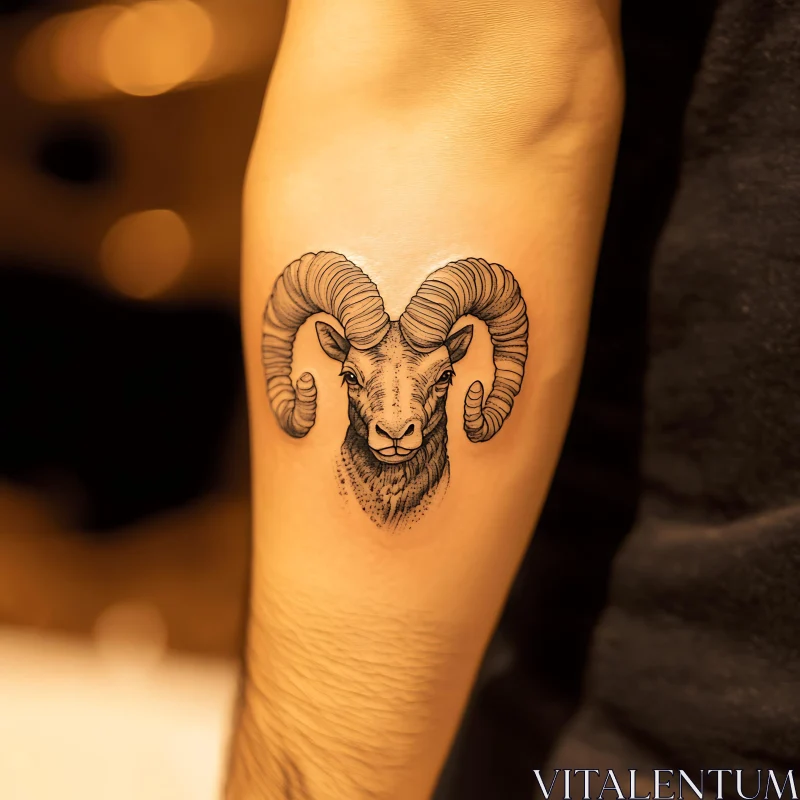 Intricate Ram Tattoo Design AI Image