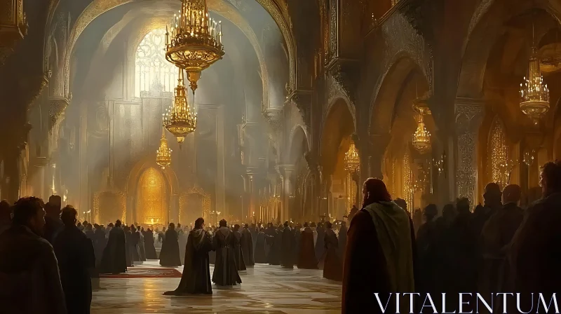 Cathedral Ceremony: A Gathering of Souls AI Image