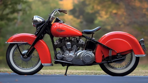 Red Motorcycle, Vintage Style