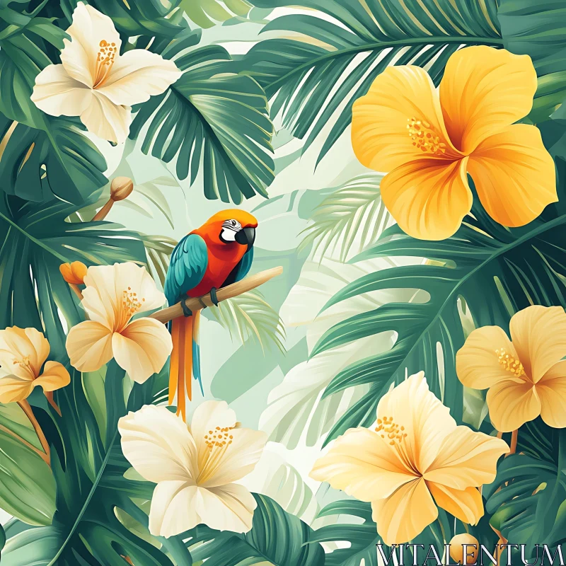 AI ART Parrot in a Tropical Garden