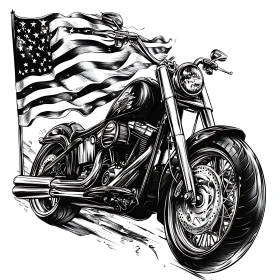 Patriotic Motorcycle Illustration with USA Flag