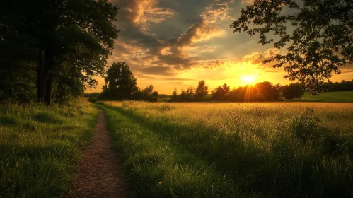 Path Through Field at Sunset