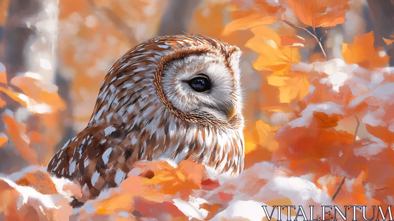 AI ART Owl in Fall Forest