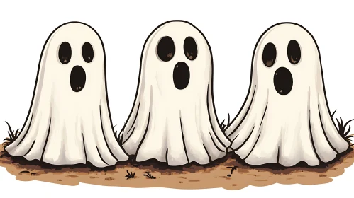 Cartoon Ghosts Group for Halloween