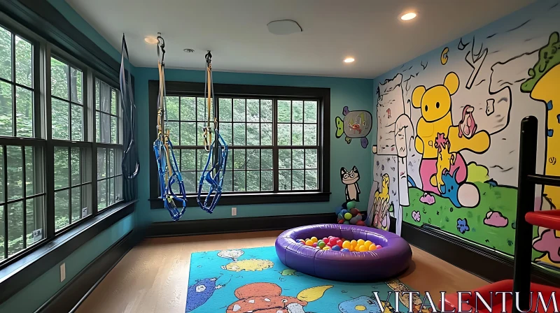 AI ART Colorful Kids Room with Play Area