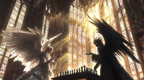 Chess Game of Angels in Cathedral