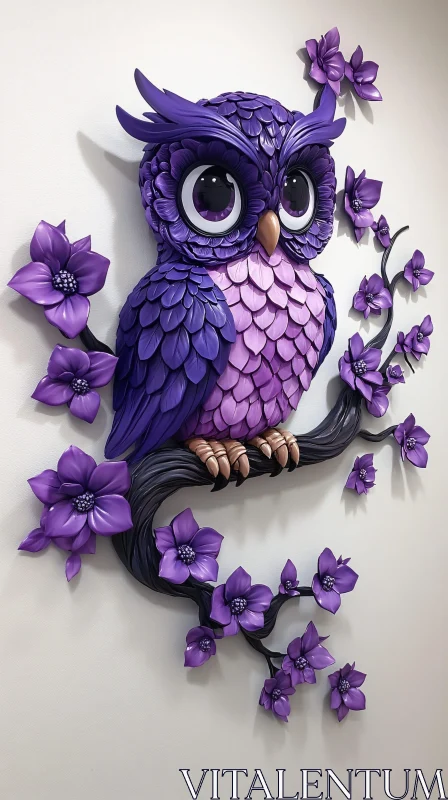 AI ART Purple Owl Artwork