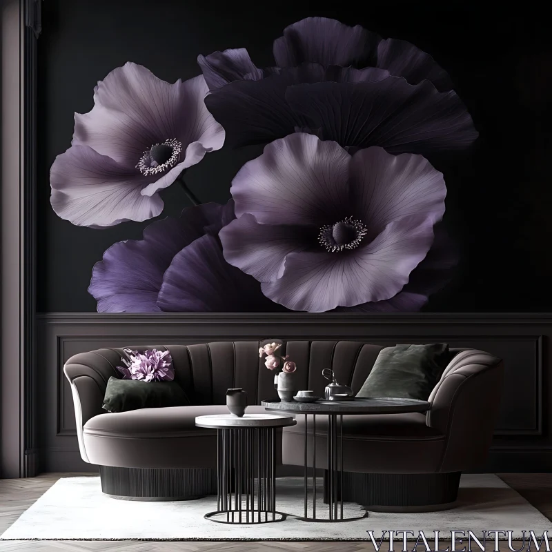 Purple Floral Interior AI Image