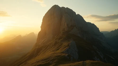 Ethereal Sunrise Over Mountain Cliffs