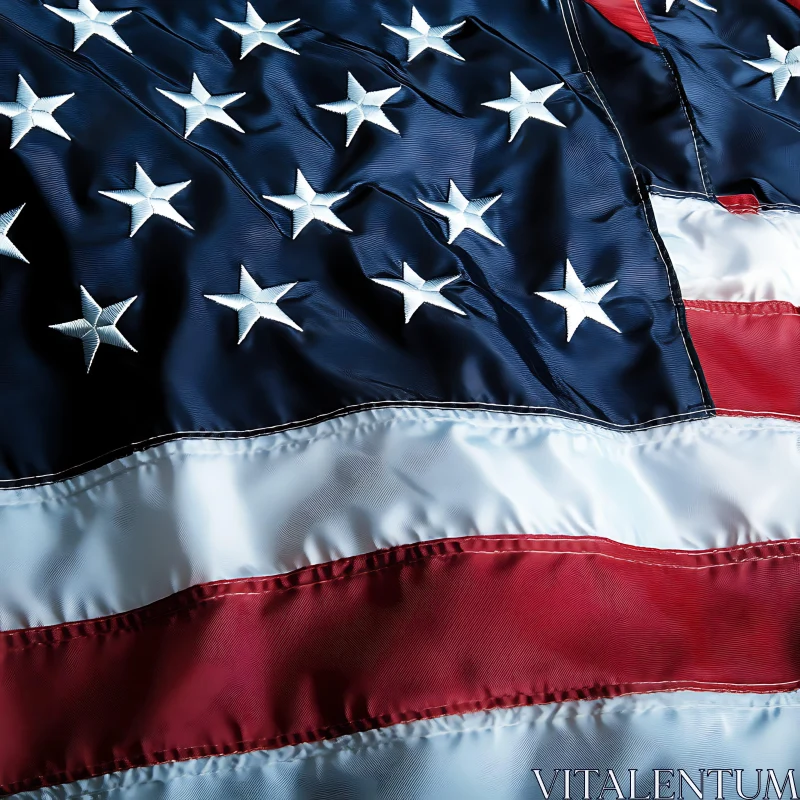 Intricate Details of the American Flag in Close-Up View AI Image