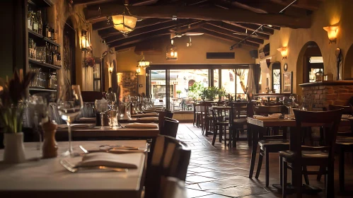 Warmly Lit Restaurant Dining Area