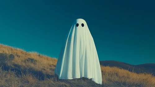 Simple Ghostly Figure on a Hill