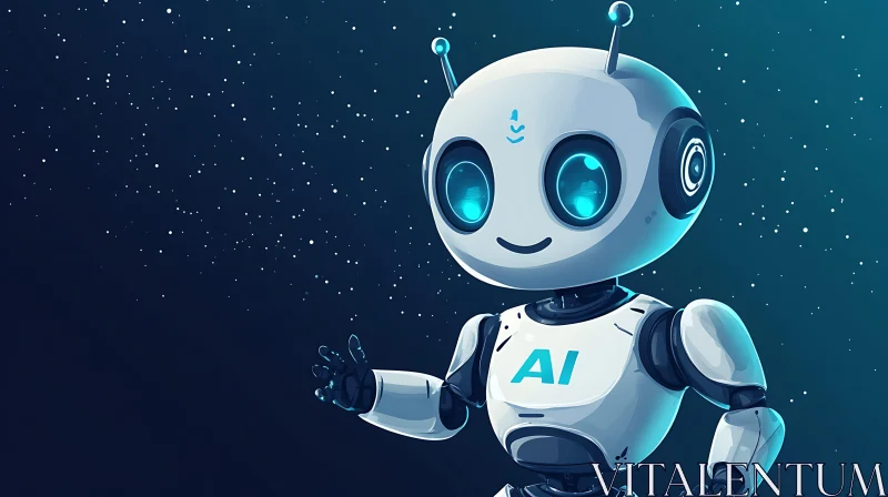 Cute AI Robot Character Illustration AI Image