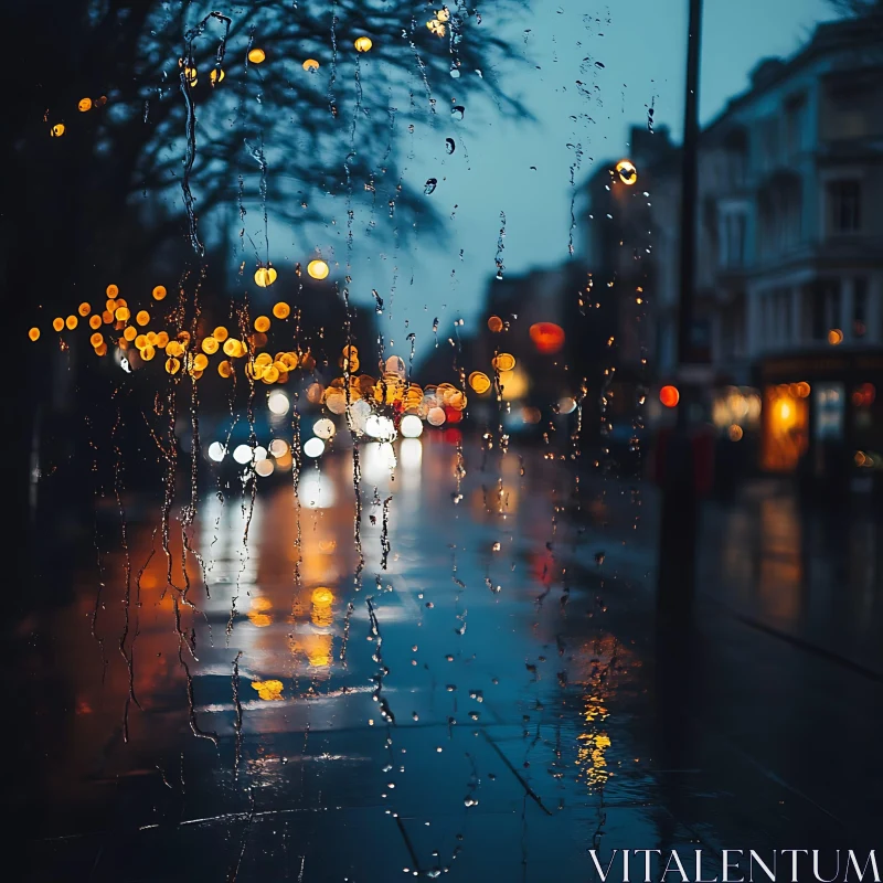 Urban Rain Reflections AI Image
