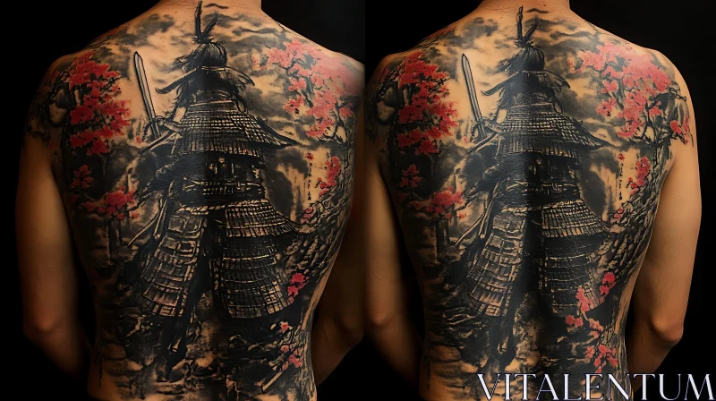 Japanese Samurai Back Tattoo AI Image