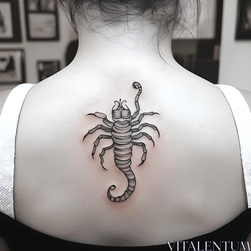 Intricate Scorpion Back Tattoo AI Image