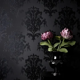 Moody Floral Arrangement with Black Vase