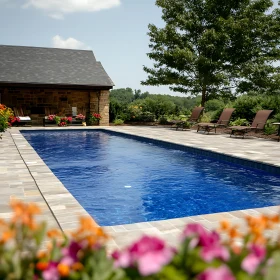 Tranquil Pool Scene with Lush Surroundings