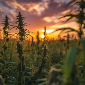 Field Plants at Sunset