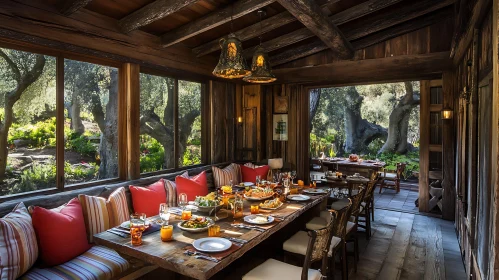 Cozy Dining Room with Wooden Table