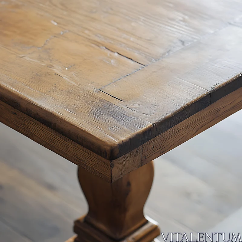 Detailed Wood Table Top View AI Image