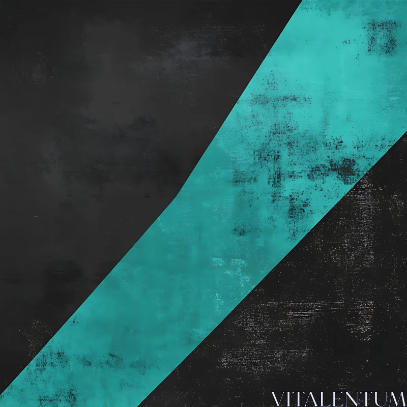 Geometric Abstract Art with Bold Turquoise Line AI Image