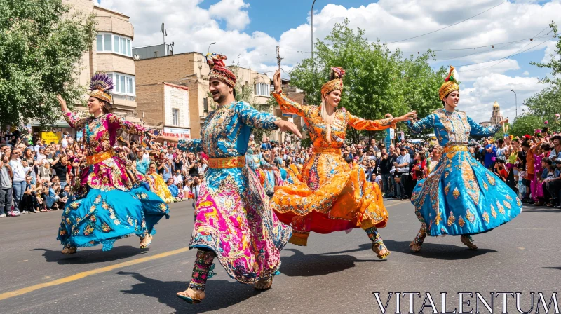 Street Parade with Traditional Dancers AI Image