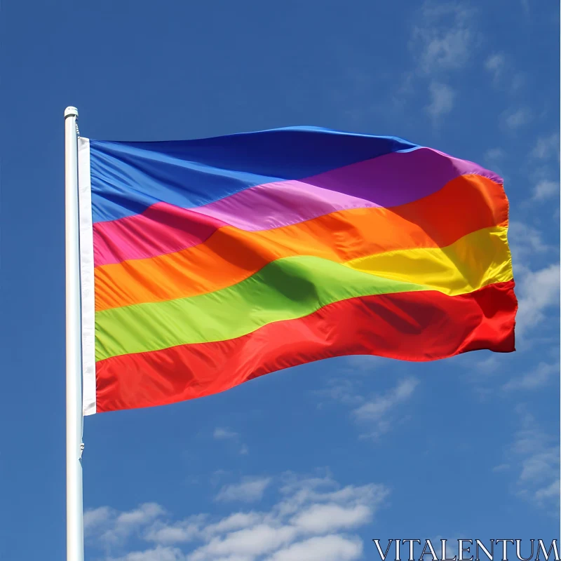 Pride Flag Against Blue Sky AI Image